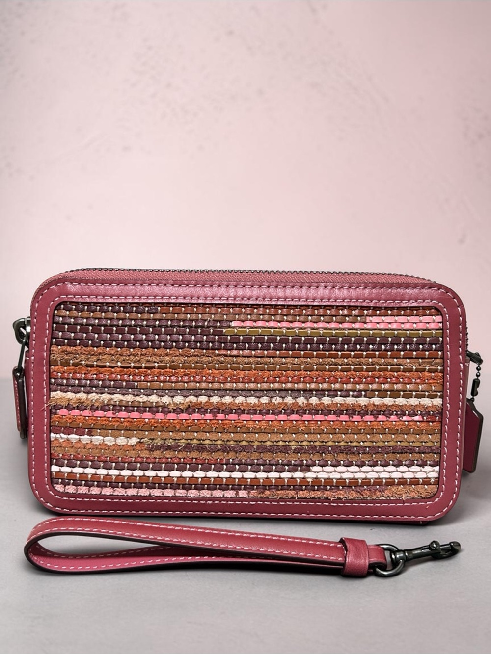 COACH Kira Upwoven & Smooth Leather Crossbody/Wristlet